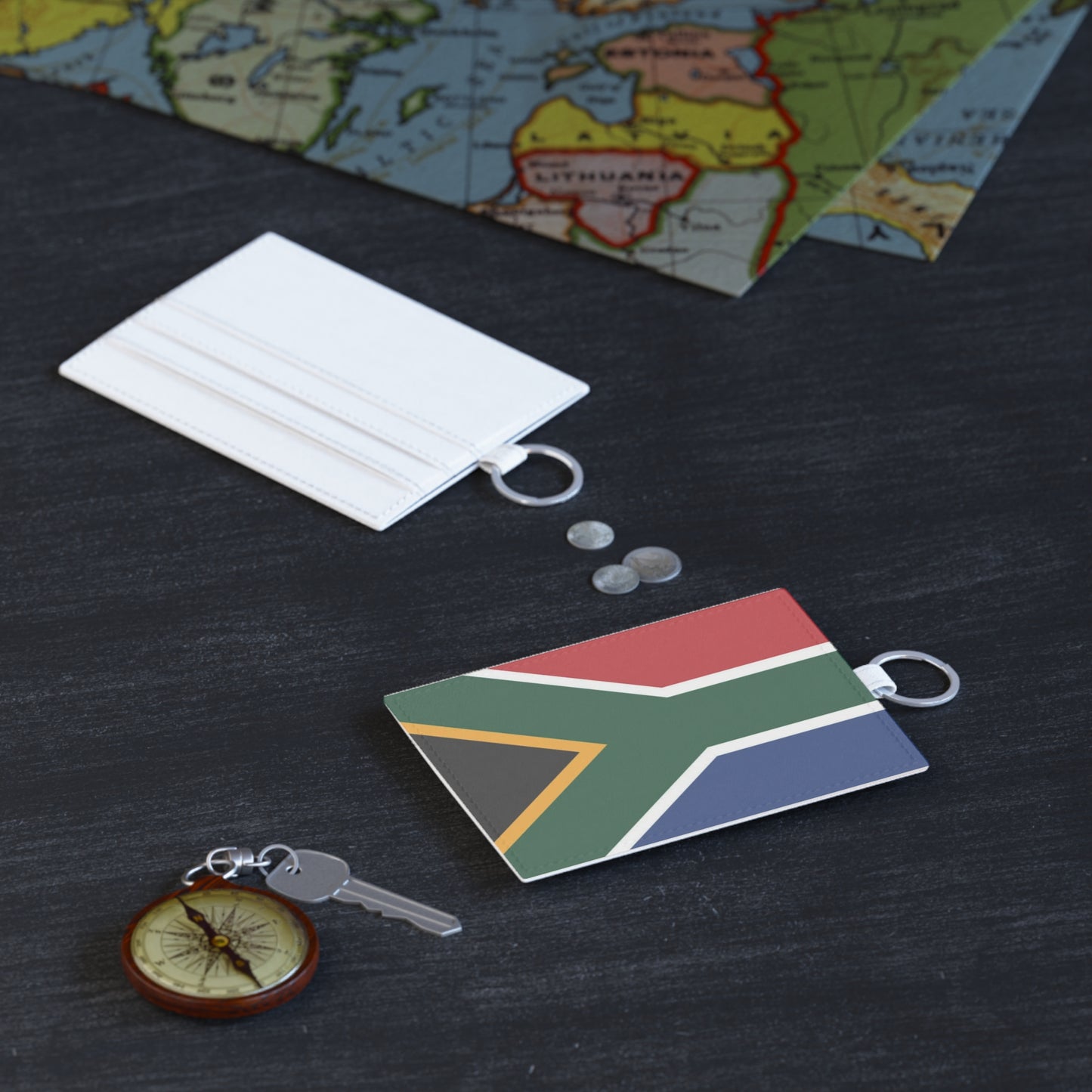 South African Flag Saffiano Leather Card Holder & Key Ring