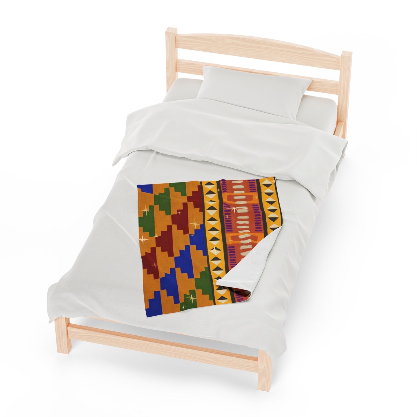 Kente-Inspired African Print Velveteen Blanket