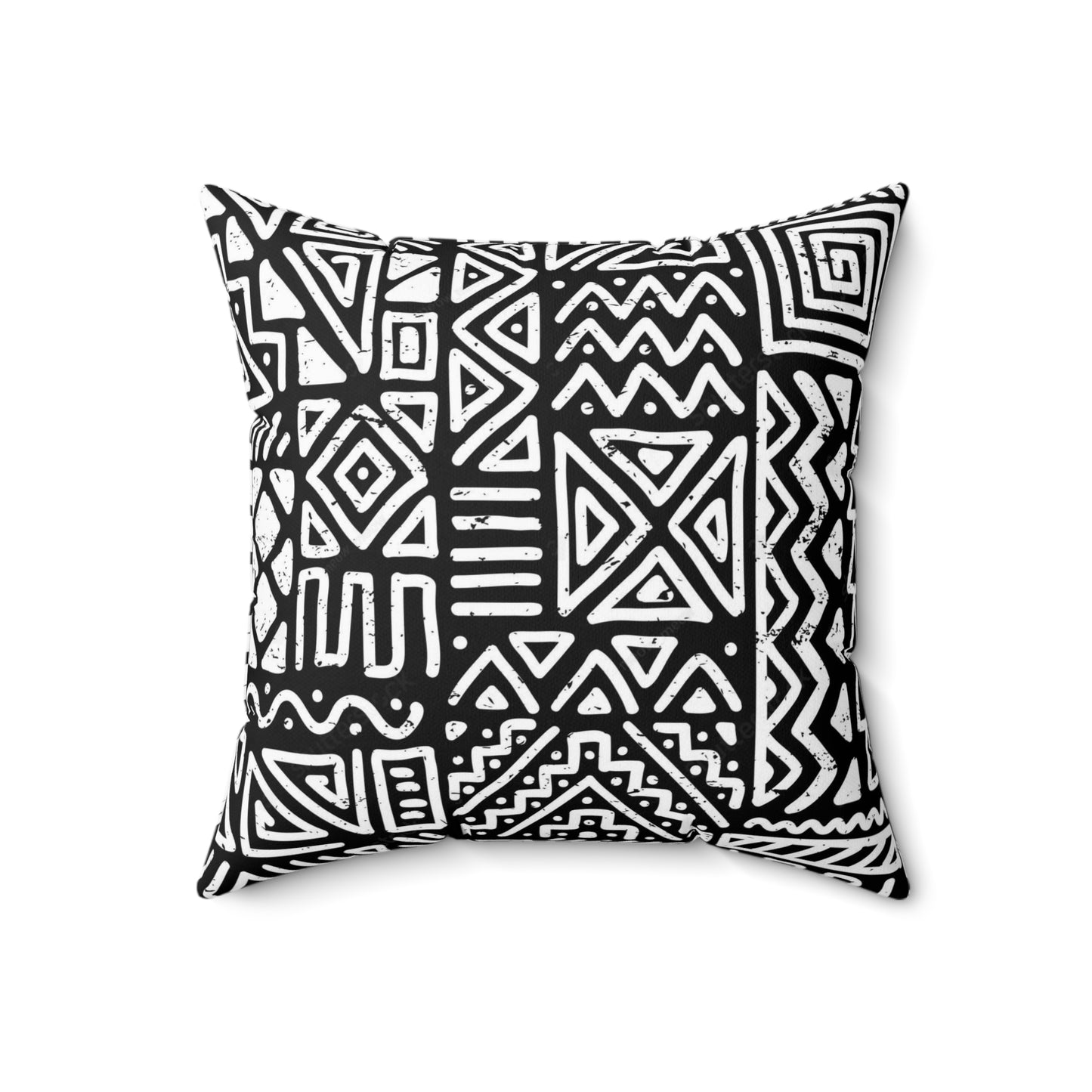 Black & White African Print Square Pillow