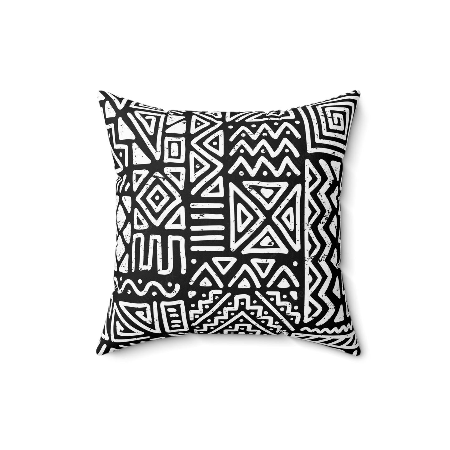 Black & White African Print Square Pillow