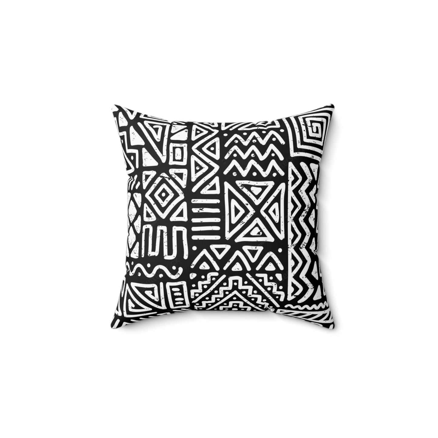 Black & White African Print Square Pillow