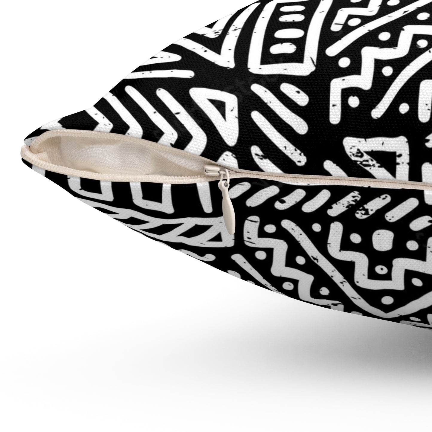 Black & White African Print Square Pillow