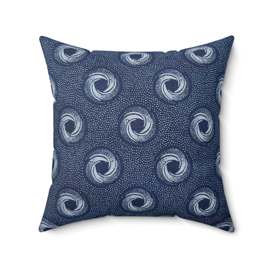 Blue Shweshwe African Print Square Pillow