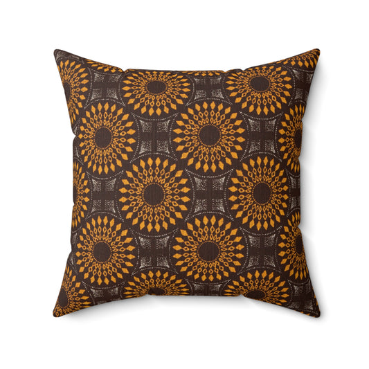 Brown Shweshwe African Print Square Pillow