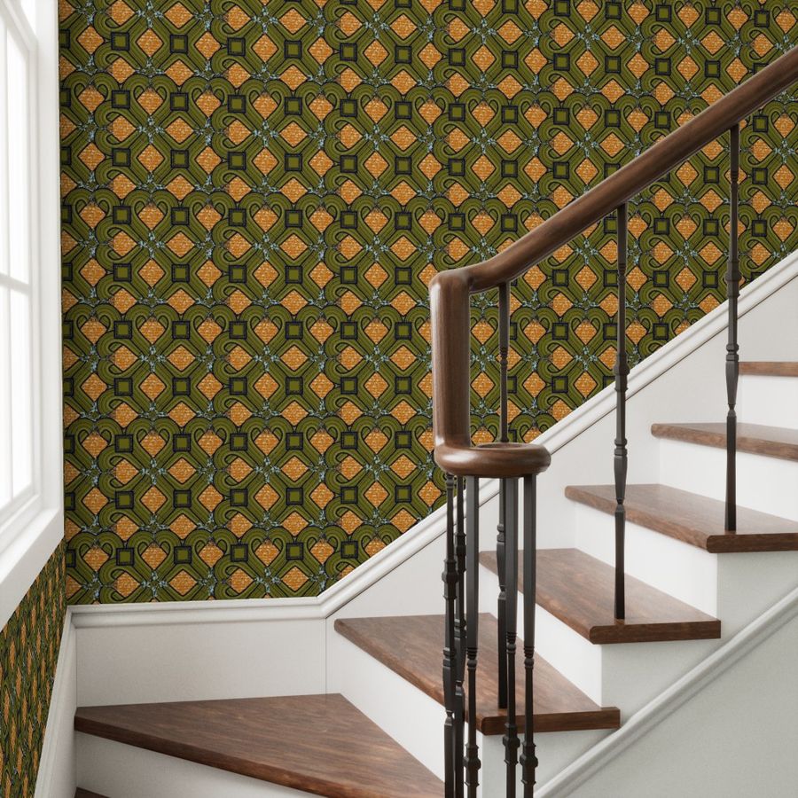 Ankara Hearts Peel and Stick Wallpaper