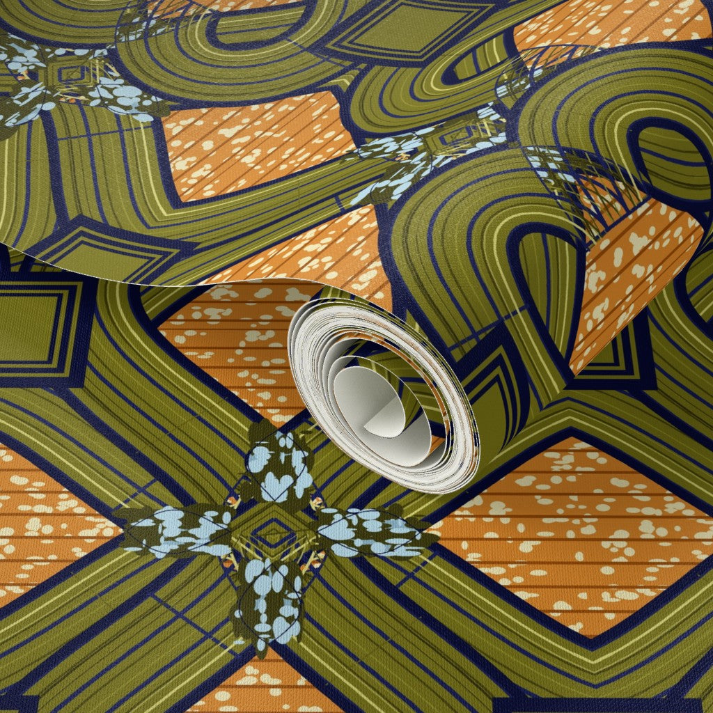 Ankara Hearts Peel and Stick Wallpaper