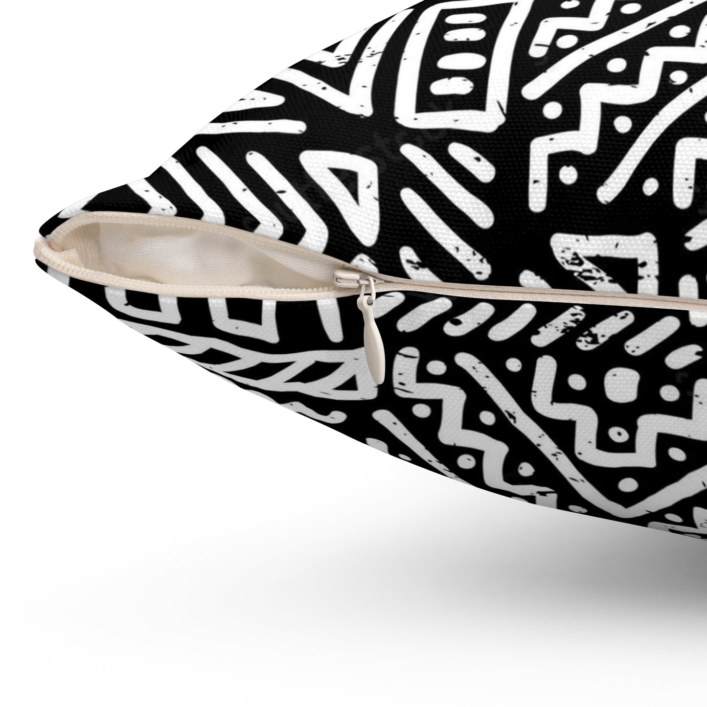 Black & White African Print Square Pillow