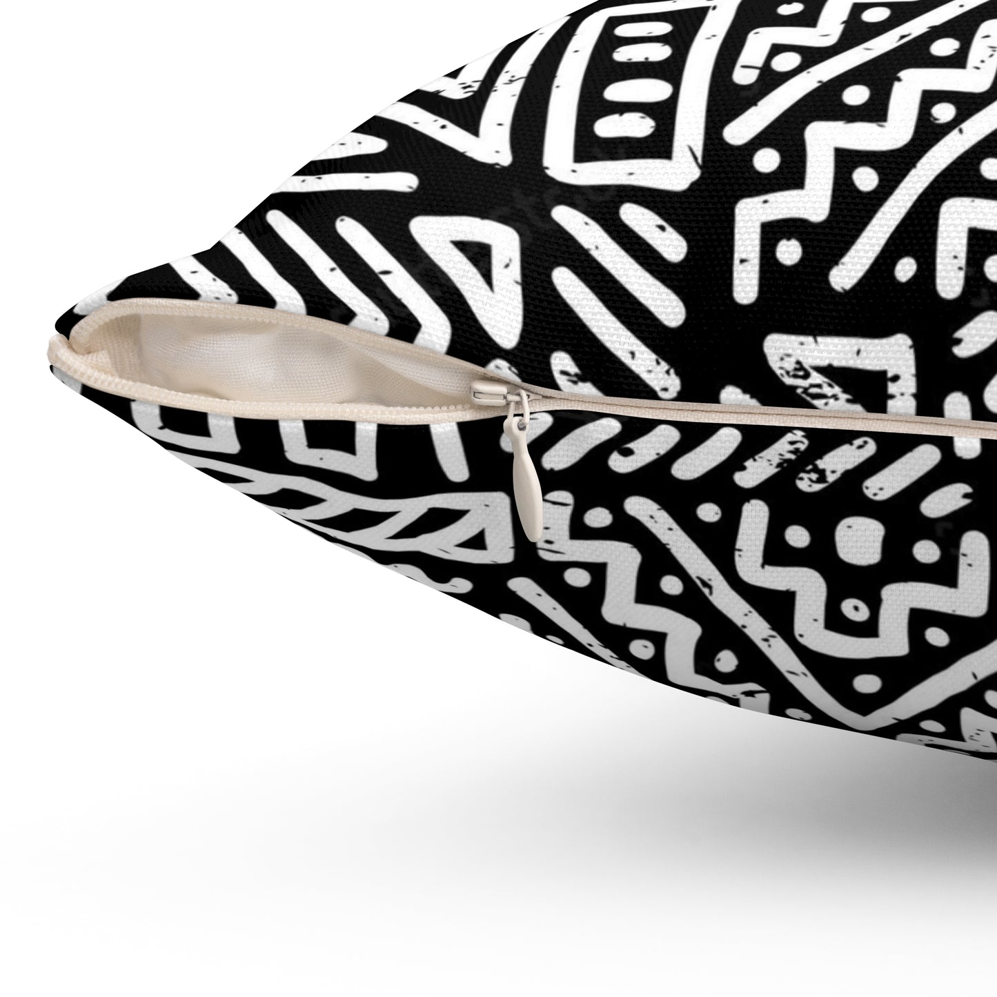 Black & White African Print Square Pillow